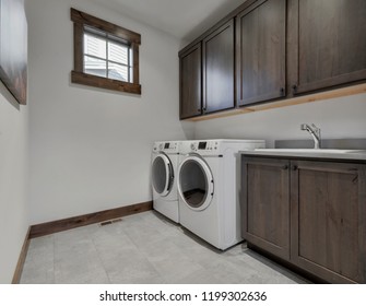 Cle Elum, WA / USA - Sept. 2, 2018: Modern Laundry Room Interior