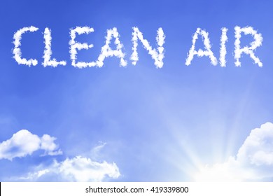 Clean Air cloud word with a blue sky