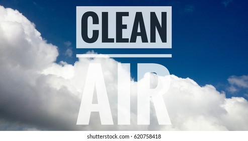 Clean air text on clouds background, ecology or business concept