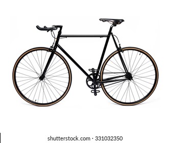 clean and beautiful classic black fixed gear bicycle isolated on white