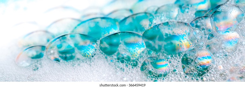 Clean Blue Soap Bubbles And Suds