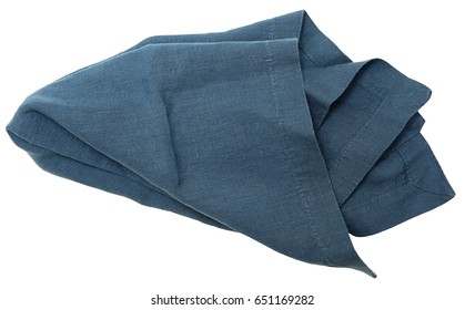 Clean Blue Table Napkin Isolated Over White.