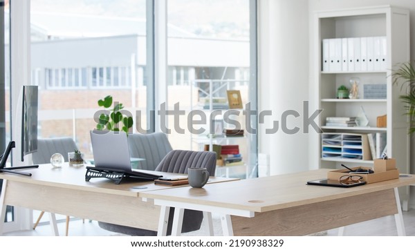 Clean Bright Empty Home Office Interior Stock Photo 2190938329 ...