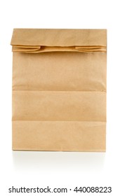 Clean Brown Paper Doggy Bag From Recycled Paper On White Background