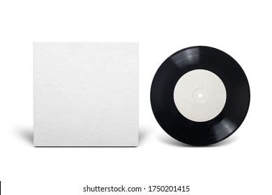 Clean cardboard cover with 7-inch vinyl single record. Mock up design template