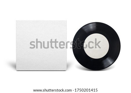 Clean cardboard cover with 7-inch vinyl single record. Mock up design template