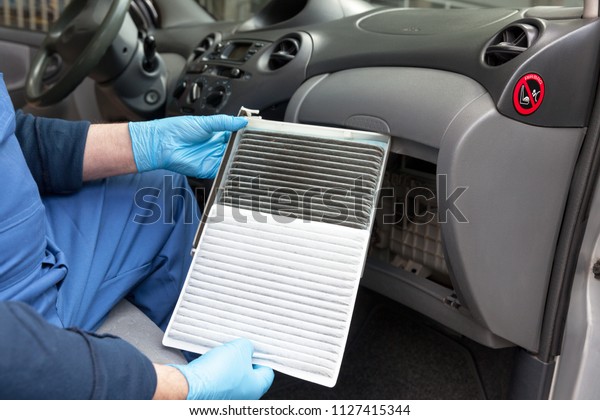 Clean and
dirty cabin pollen air filter for a
car