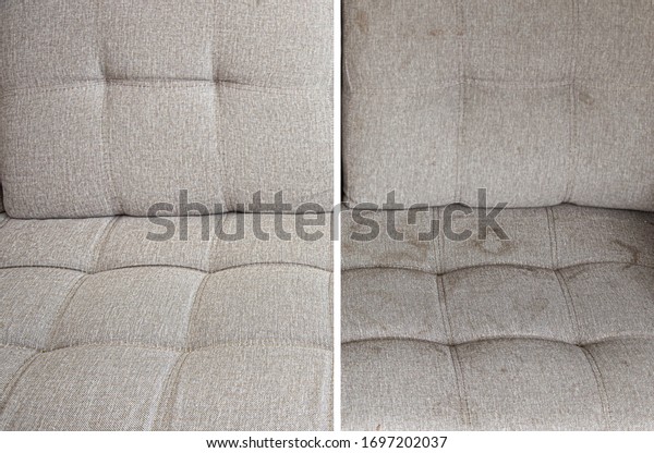 clean and dirty sofa before and\
after, Cleaning service clean sofa with professional\
equipment