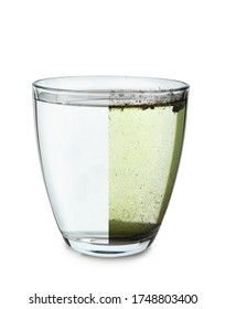 Clean And Dirty Water In Glass On White Background