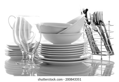 Clean Dishes Isolated On White