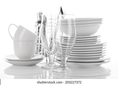 Clean Dishes Isolated On White