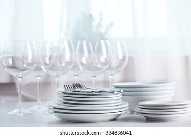 Clean Dishes On The Table