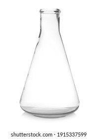 Clean Empty Conical Flask Isolated On White