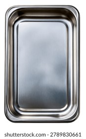 A clean, empty rectangular metal pan with a brushed finish, ideal for culinary applications and kitchen organization