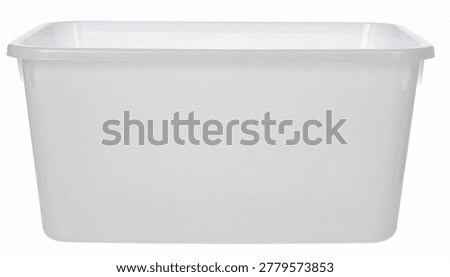 A clean, empty white plastic storage bin or container isolated on a white background, perfect for organization and storage concepts.