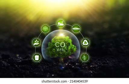 Clean Environment Without Carbon Dioxide Emissions. Modern Eco Environmentally  Technologies That Do Not Produce CO2 Emissions. Reduce CO2 Emission Concept.