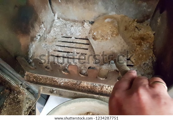 Clean Fireplace Ashes Charred Pieces Wood Stock Photo Edit Now