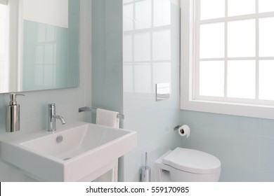 Clean and fresh bathroom with natural light - Shutterstock ID 559170985
