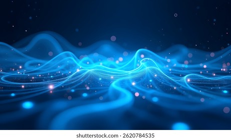 A clean, futuristic background featuring soft blue holographic lights and smooth flowing data streams. Designed with a minimal yet immersive tech aesthetic, perfect for gamers, UI designers, or sci-fi