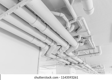clean line white water pipes watering system pipe  engineer design in underground condominium.