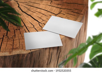 Clean Minimal Business Card Mockup On Timber Background. 