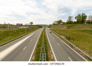 A Clean And Modern Highway In The Southern Netherlands With Very Little Traffic