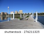 Clean and modern public docks in downtown West Palm Beach, Florida.