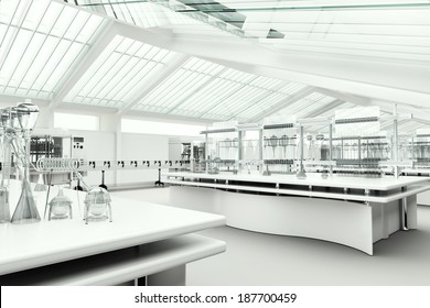 Clean modern white laboratory - Shutterstock ID 187700459