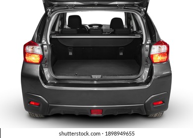 Clean, open empty trunk in the gray  car SUV on white isolated  background