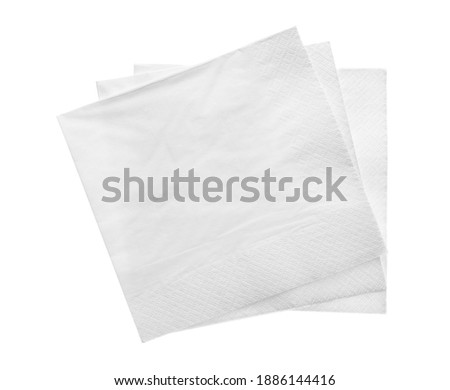 Clean paper tissues on white background, top view