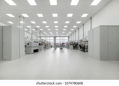 Clean Production Room. Manufacture Of Industrial Electronics. Surface-mounted Circuit Board Assembly.