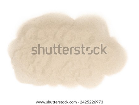 Clean quartz sand isolated on white background. fine sand fraction texture. sand close-up top view