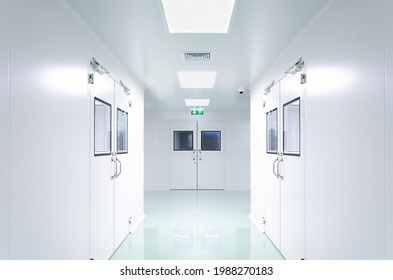 Clean room in manufacturing pharmaceutical plant, Green epoxy system flooring, Sandwich Panel, door, and double glass window
