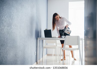 Young Woman Relaxing Office Her Bare Stock Photo 1907810458 | Shutterstock