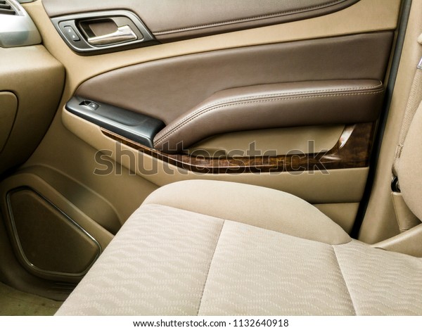Clean Shining Interior Seats Modern Vehicle Stock Photo