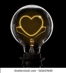 Clean And Shiny Lightbulb With A Heart As A Glowing Wire.(series)