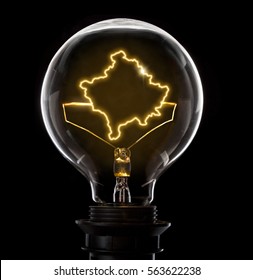 Clean and shiny lightbulb with Kosovo as a glowing wire.(series)