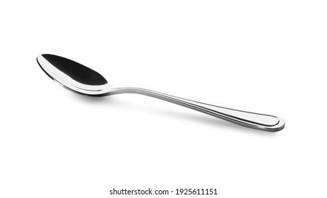 Clean shiny metal spoon isolated on white - Shutterstock ID 1925611151