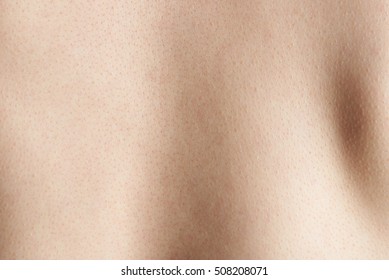 Clean Skin Texture Background Of Human Back. Close Up Skin On Man Body