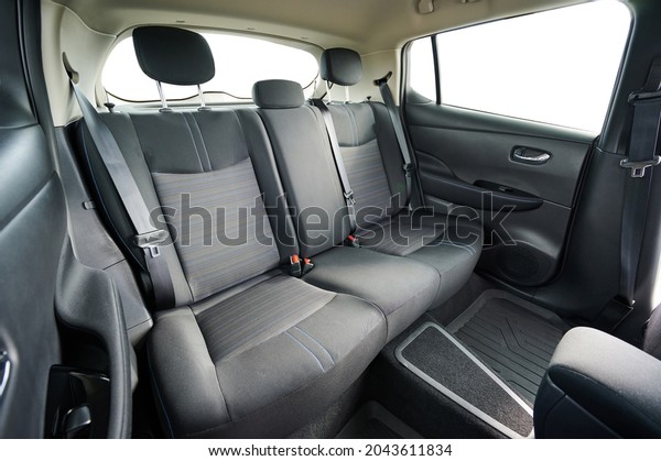 Clean textile car back seat isolated on white\
studio background