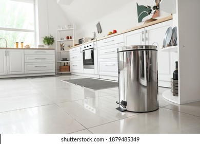 Clean trash bin in modern kitchen