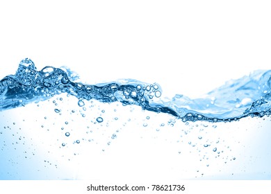 Clean Water And Water Bubbles In Blue