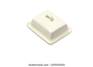 Clean White Butter Dish Isolated