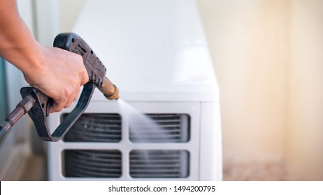 Cleaning The Air Conditioning System At Home By Hand Technicians . Air Conditioning System Maintenance, Dirty Air.
