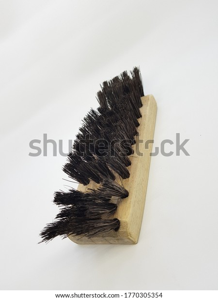 Cleaning Brush Made From Coconut Fiber and Wire in\
White Photo Stock