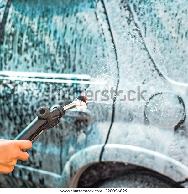 cleaning car by\
foam from clean care care\
service
