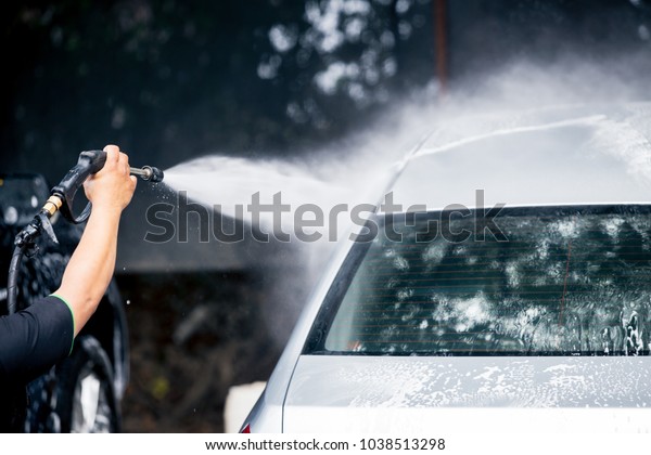 Cleaning car\
care with High pressure water\
cleaner