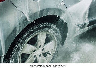 Cleaning Car Using High Pressure Water Stock Photo 584267998 