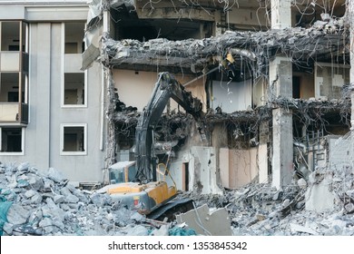 Cleaning Construction Debris Bucket Excavator Backhoe Stock Photo ...