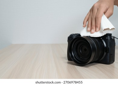Cleaning Digital Camera Body with Microfiber Cloth